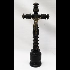 13" Antique Wood Carved Altar Crucifix SKU C421-893